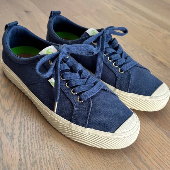Cariuma Oca Low Shadow Sneakers Blue Canvas Organic Cotton Mens 9 Womens 10.5 - Picture 10 of 11